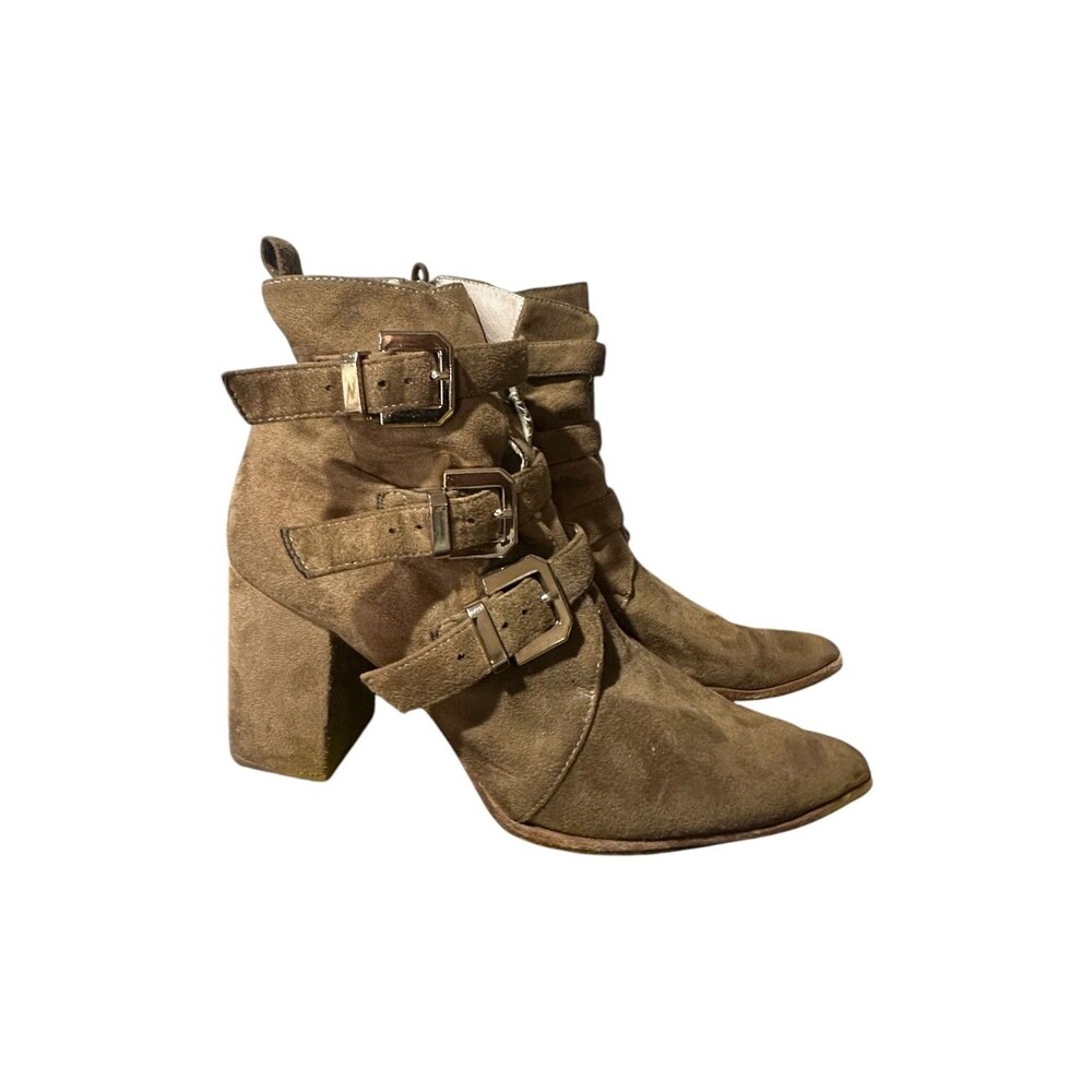 Raye x House of Harlow 1960 Doute Boots in Taupe Brown Womens Size 10 Buckle